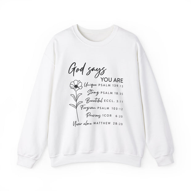 Spiritually Inspired "God Says" Floral Crewneck Sweatshirt