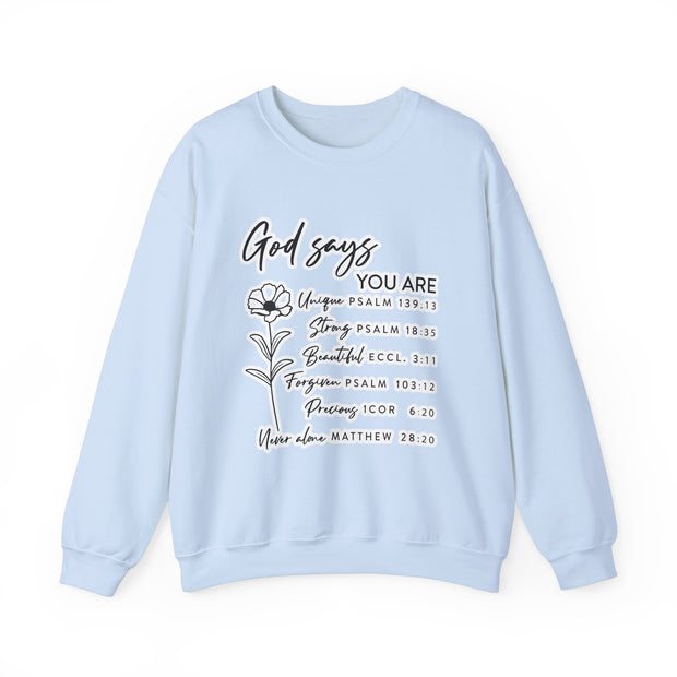 Spiritually Inspired "God Says" Floral Crewneck Sweatshirt