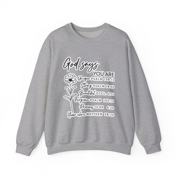 Spiritually Inspired "God Says" Floral Crewneck Sweatshirt