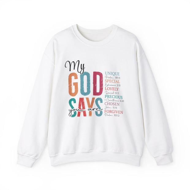 My God Says Multi-colored Unisex Crewneck Sweatshirt